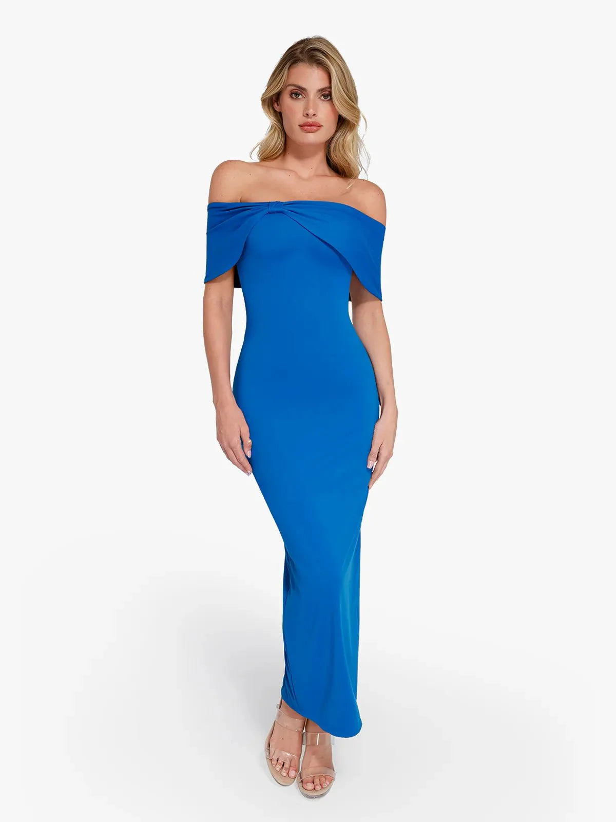 Shapewear Off-The-Shoulder Slim Column Maxi Dress