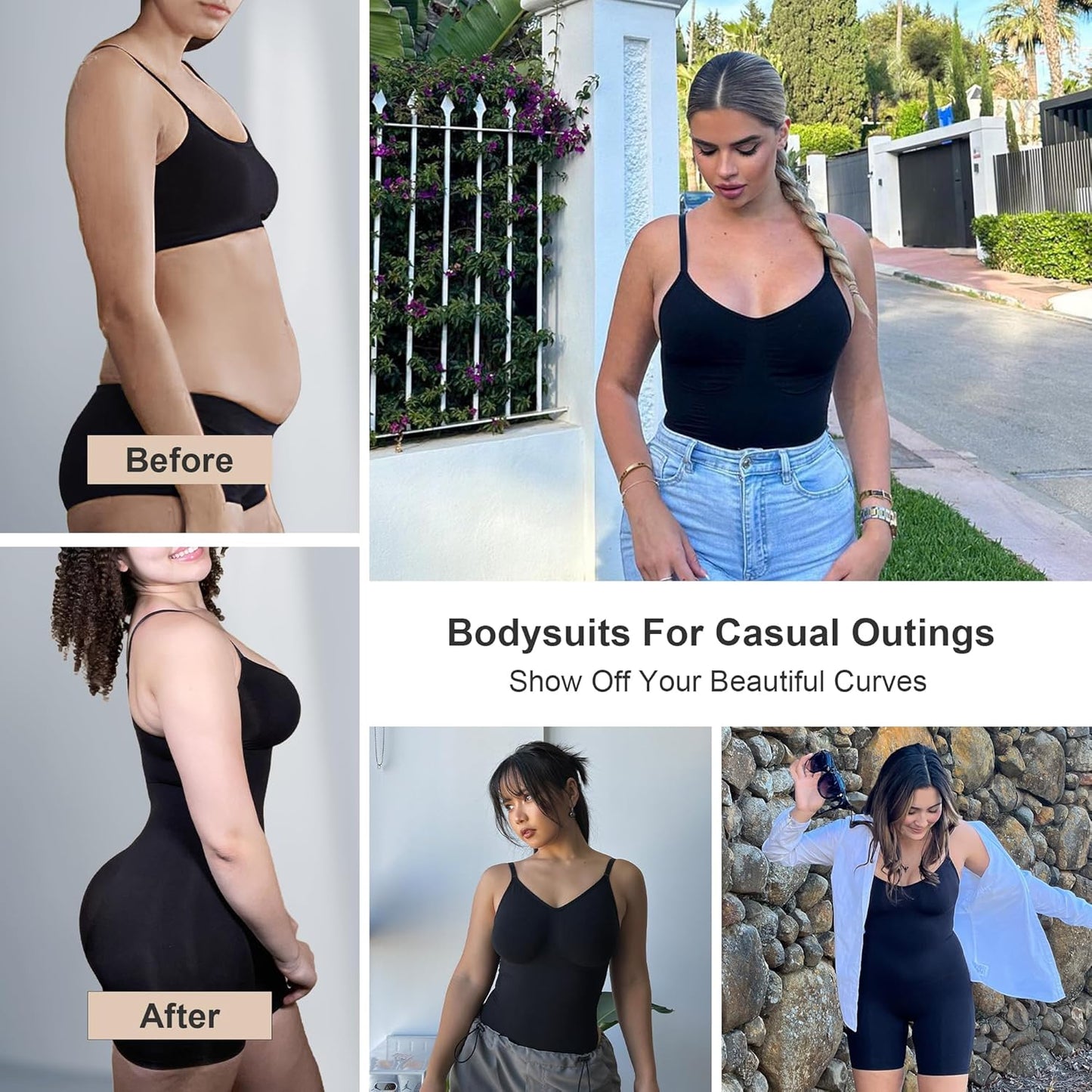 Women'S Shapewear Bodysuit Tummy Control Body Shaper Seamless Sculpting Snatched Waist Body Suit