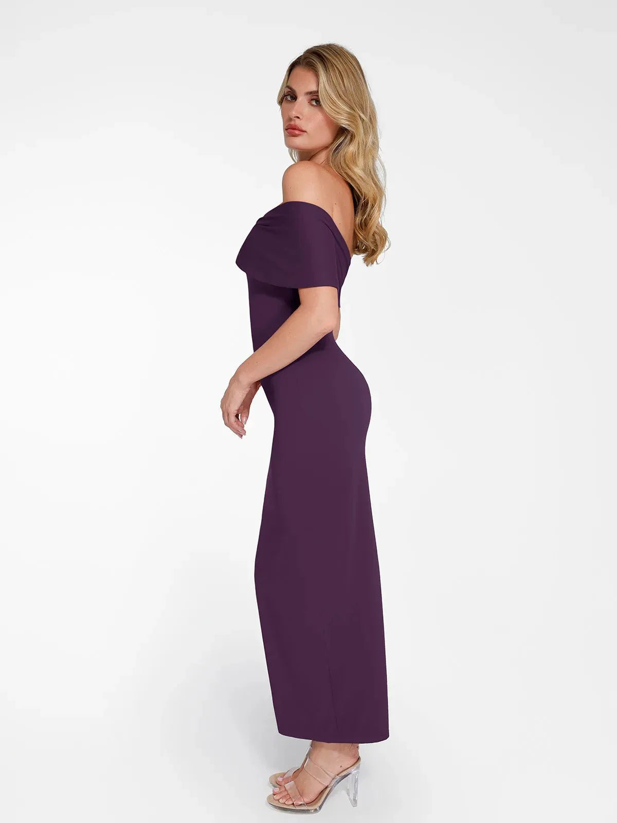 Shapewear Off-The-Shoulder Slim Column Maxi Dress