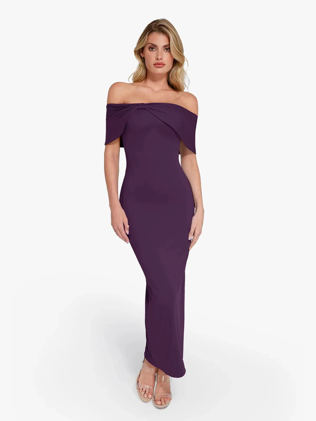 Shapewear Off-The-Shoulder Slim Column Maxi Dress
