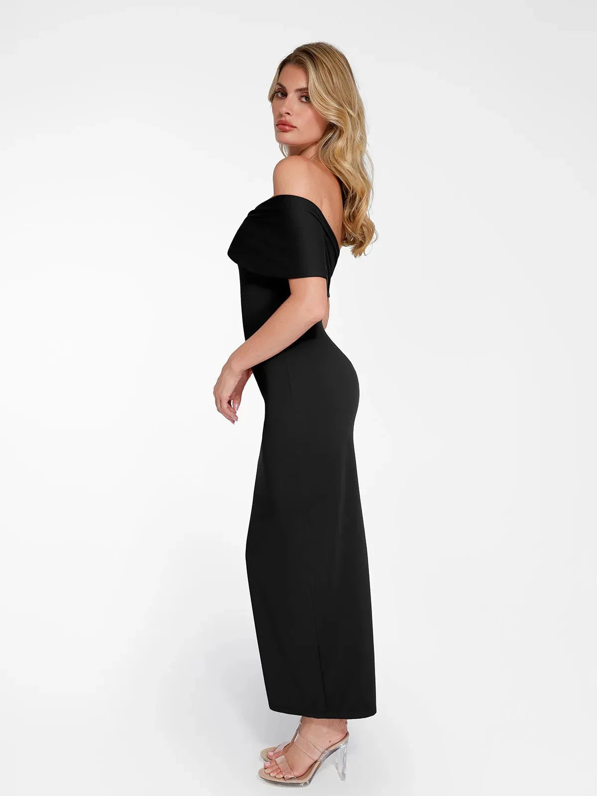 Shapewear Off-The-Shoulder Slim Column Maxi Dress
